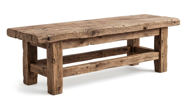 Rustic wooden bench with thick legs for home furniture