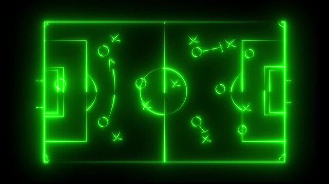 Multi-Use Playfield aerial ,neon light Aerial view of a multi-use playfield with soccer and lacrosse. batting cages, skateboard park and softball fields with lights. black background 4k video