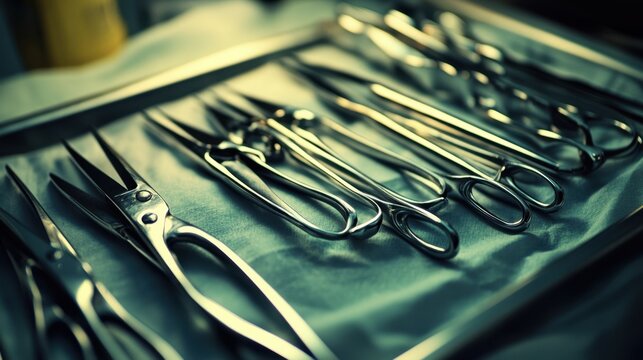 Surgical Scissors Clamps Forceps Set in Precision Lineup