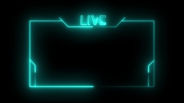 live streaming neon text frame animation box frame neon frame live streaming game live Stream overlay animation for live streaming video Titles futuristic hud frame with facecam 4k 