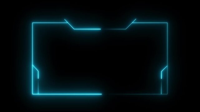 live streaming neon text frame animation box frame neon frame live streaming game live Stream overlay animation for live streaming video Titles futuristic hud frame with facecam 4k 