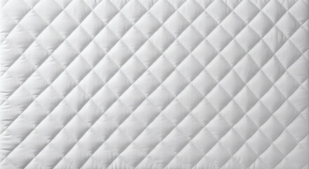 Fototapeta premium Quilted fabric texture featuring a classic white diamond pattern stitched on soft material for background or luxury interior design usage