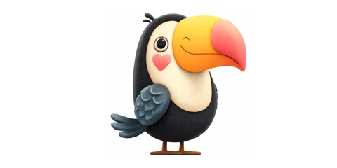 Cute Colorful Toucan Bird Cartoon Vector Illustration Isolated on White Background with Tropical Beak Exotic Wildlife Jungle Animal Design © Ahamed