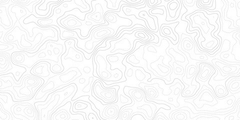 Topographic contour map background with white wavy elevation lines, abstract geographic terrain pattern, vintage outdoors style, world map template and paper texture vector design © Noor Al Barakah