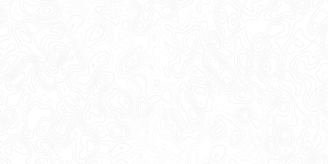 Topographic contour map background with white wavy elevation lines, abstract geographic terrain pattern, vintage outdoors style, world map template and paper texture vector design © Noor Al Barakah