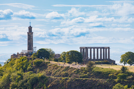 Calton Hill and Nelson monument restoration on Edinburgh hilltop