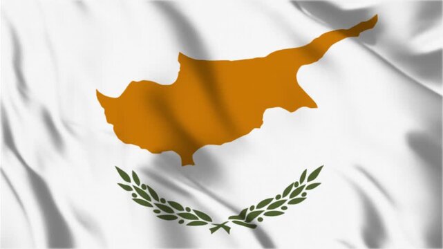 National Flag of Cyprus Waving in the Wind Close Up Loop
