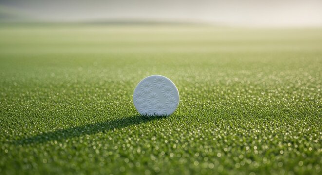White Ceramic Golf Ball Marker 781 on Green Grass