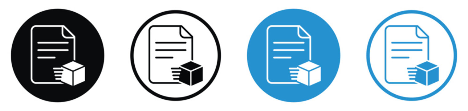 Fast shipping document icon set with a flying box and paper page, vector elements for express delivery and logistics.