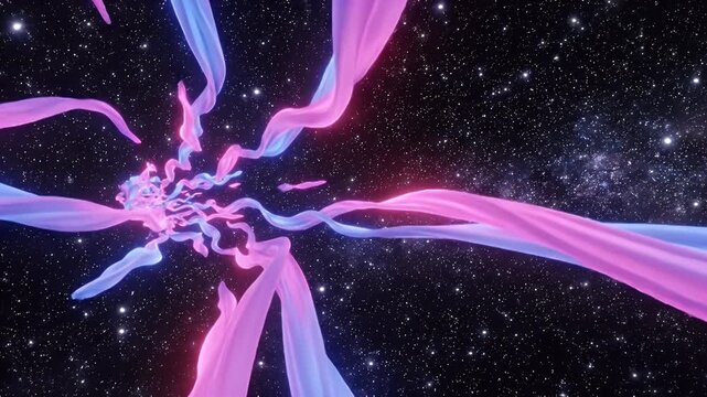 Vibrant Neon Dragon-Like Entity Surrounded by a Vast Starry Space Backdrop
