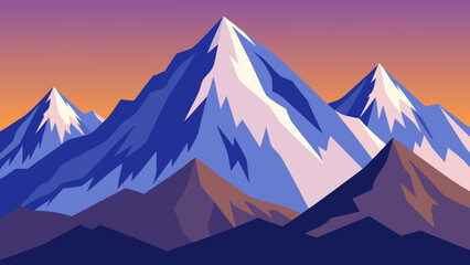 Large mountain peak with cool blue tones and layered hills for wilderness scenery, tourism projects and outdoor adventure themes. © yossi