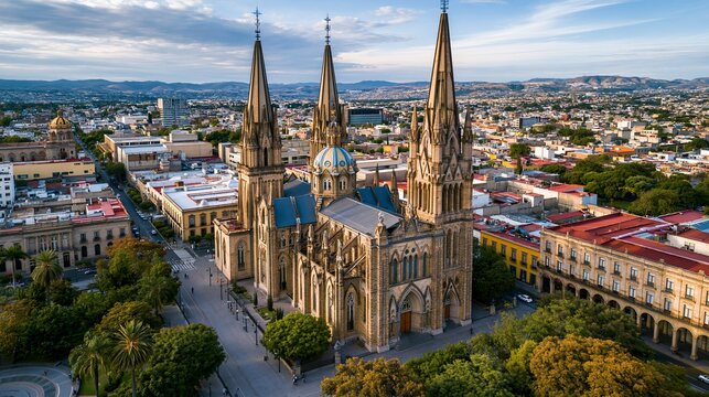 Cathedral stands in Guadalajara, Jalisco, Mexico.