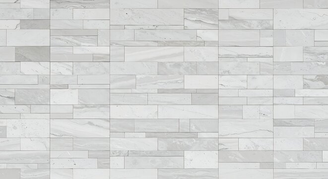 Detailed Close-Up of a White Marble Brick Wall Texture