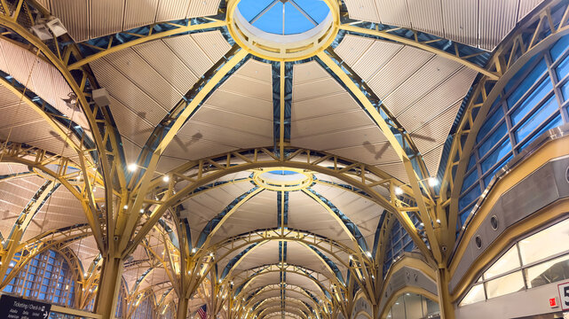 Ronald Reagan Washington National Airport terminal architecture with skylights