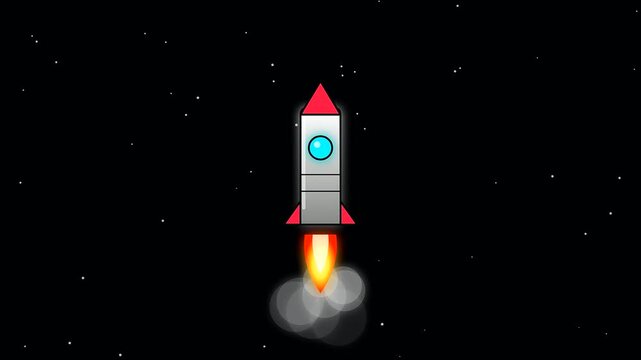 Animated space rockets launching into deep black void illustrate the journey toward back to school achievement and adult upskilling success during this educational learning growth trajectory