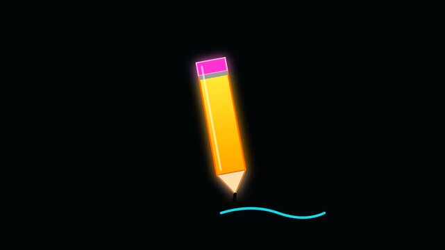 A yellow pencil writes lines on a surface reflecting back to school themes for adult upskilling activities in this simple animation of education tools