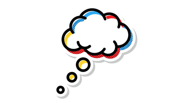 Colorful Modern Thought Bubble Vector Icon in Comic Book Style