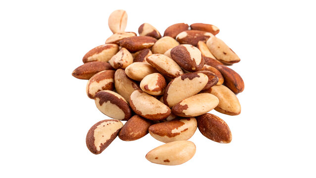 A heap of mixed organic raw tree nuts snack isolated on transparent background