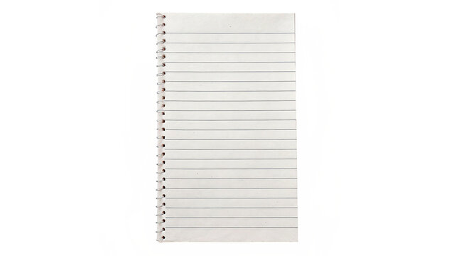 Blank white lined spiral notebook mockup office stationery isolated on transparent background