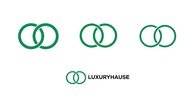 Interlocking green rings logo design for luxury brand.