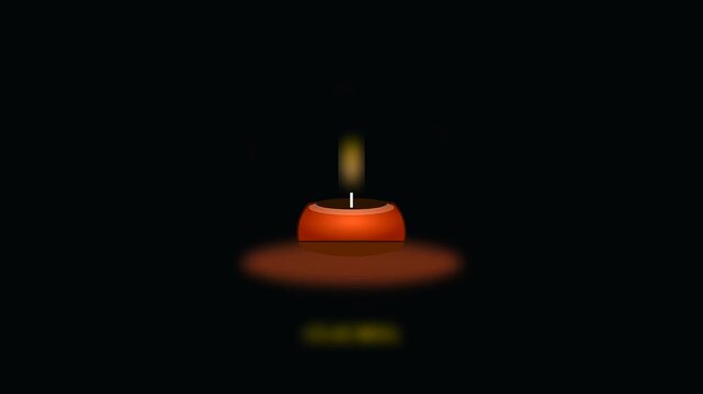 a clay oil lamp slowly ignites into a warm glow representing the diwali festival with sustainable lamps illuminating darkness during this traditional spiritual evening celebration ritual