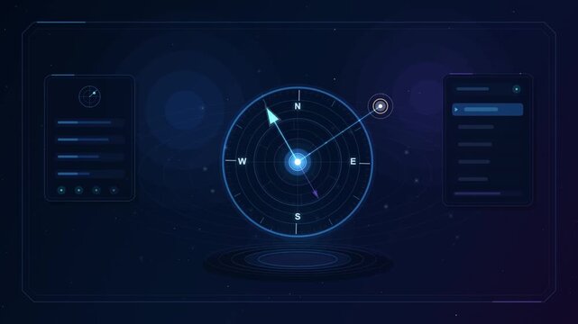 Futuristic Sci Fi Navigation Compass with Glowing Anomaly Signal