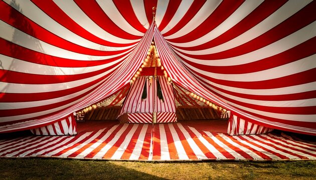 red and white striped circus tent backdrop with a vintage vibe