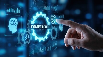Fototapeta premium Competence skill and personal development concept on a virtual digital screen.