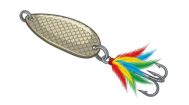 Macro shot of a vibrant artificial fly lure featuring colorful feathers and a sharp metal hook designed for professional angling rod sport fishing bait and trout lure equipment.