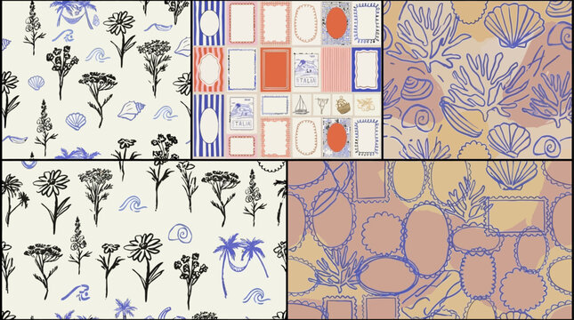 Collection of various doodle outline shapes with organic objects curves and minimalist lines in an abstract contemporary unique hand-drawn artistic style for modern graphic design elements.