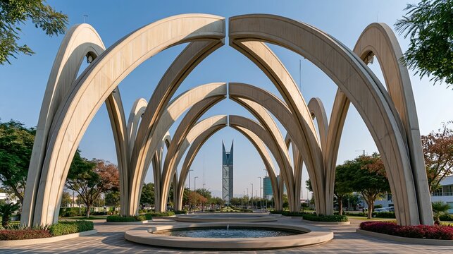 City's arches stand tall in Guadalajara, Mexico.