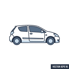 Fototapeta premium Minimalist Side View Vector Illustration of a Compact Hatchback Car