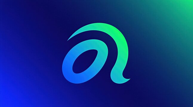Abstract letter A logo with blue green gradient. Modern smooth design for branding. Clean graphic symbol for tech business. Futuristic digital icon.