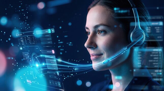 Futuristic smart automation display of an AI agent and software interface concept.
