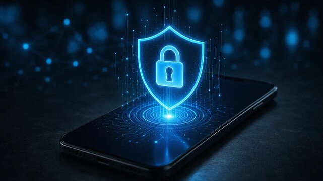 Mobile Cybersecurity Shield Protecting Smartphone