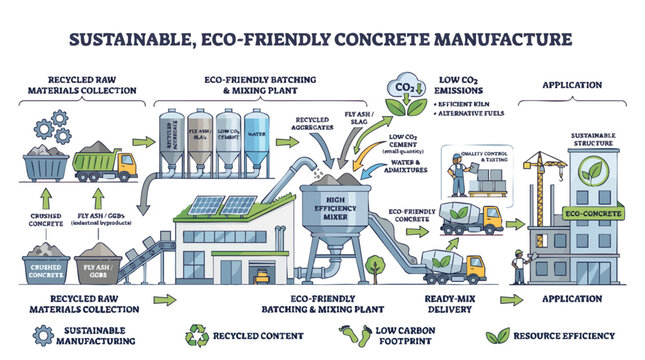 Sustainable Eco-Friendly Concrete Manufacture Infographic