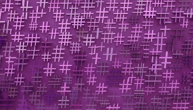 3d purple hashtag symbols pattern background