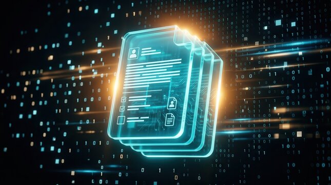 Digital document management system illustrating file storage using binary data.