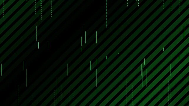 Abstract digital matrix animation 4k background, with green falling, binary code and, diagonal lines