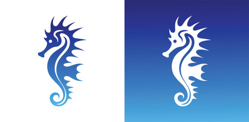 Blue Seahorse Vector Logo Marine Ocean Animal Icon Design © Farhad