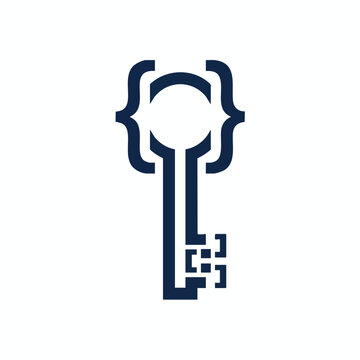 Digital Coding Key Logo Symbol for Software Development