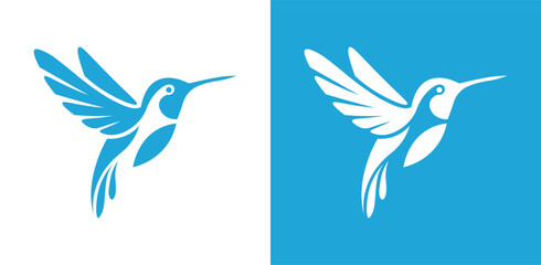 Flying Hummingbird Bird Logo Vector Elegant Nature Wildlife Symbol © Farhad
