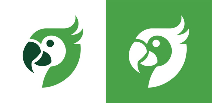 Green Parrot Bird Logo Vector Modern Tropical Avian Mascot Design