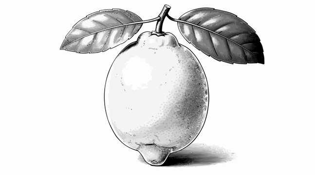 black and white lemon with leaves