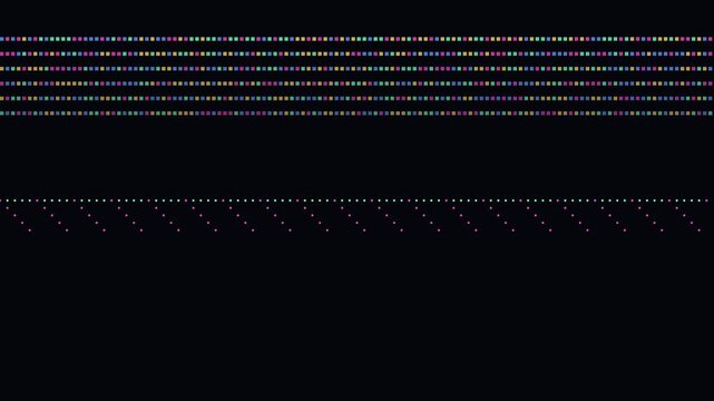 Abstract digital sound wave equalizer with pulsing colorful led light dots animation 4k background