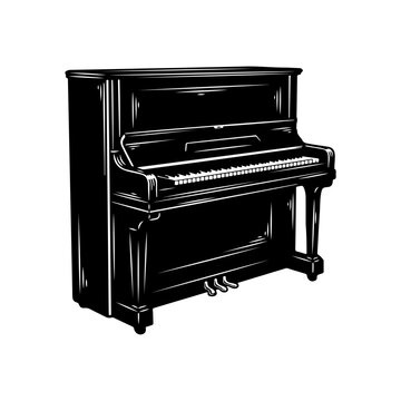 Black Upright Piano Illustration.