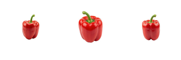 Set of whole fresh organic red bell pepper vegetable, healthy raw food ingredient isolated on transparent background, png. © Stock C