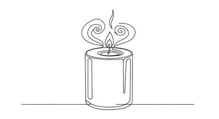 Obraz premium Minimalist Single Line Drawing Candle Flame Smoke Swirls