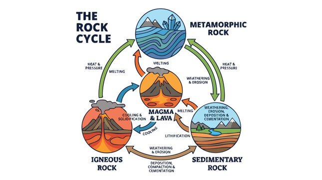 Educational Rock Cycle Geological Infographic Vector Illustration