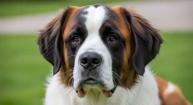 Closeup of a Saint Bernard dog.
